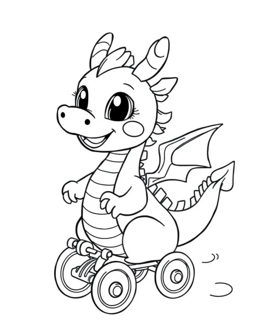 (Chinese Zodiac) Baby dragon learning to fly with training wheels