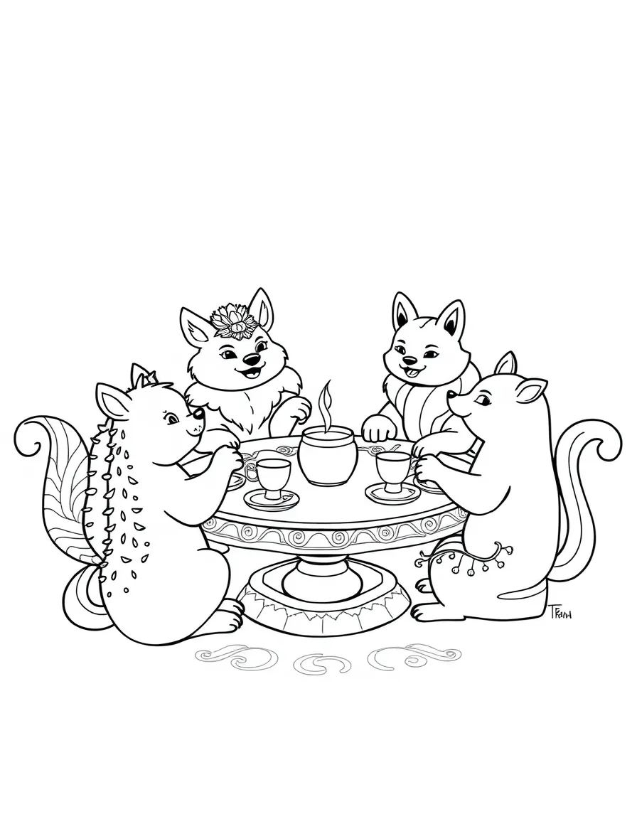 (Chinese Zodiac) All 12 zodiac animals having tea party together
