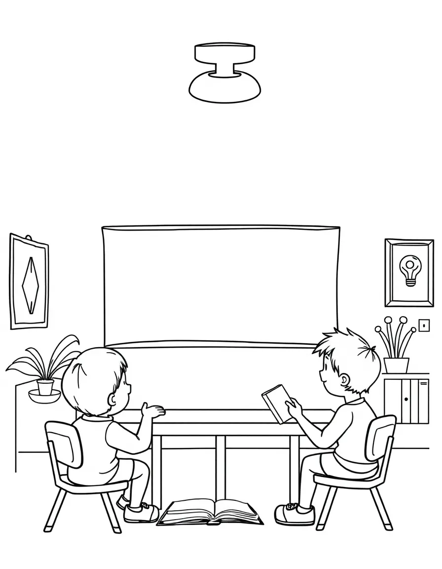 Q is for Quiet classroom with kids reading