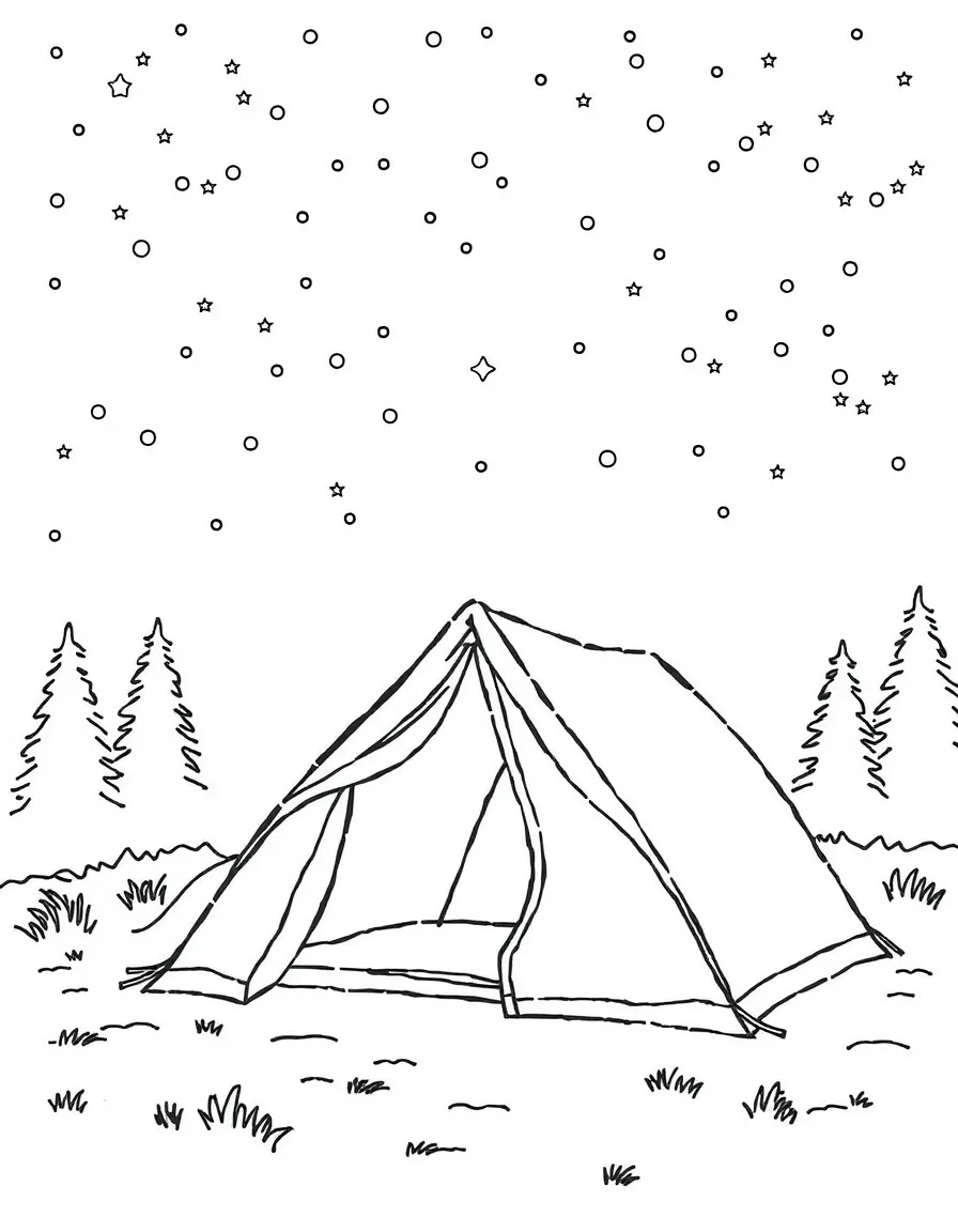 U is for Unzipped tent under the stars