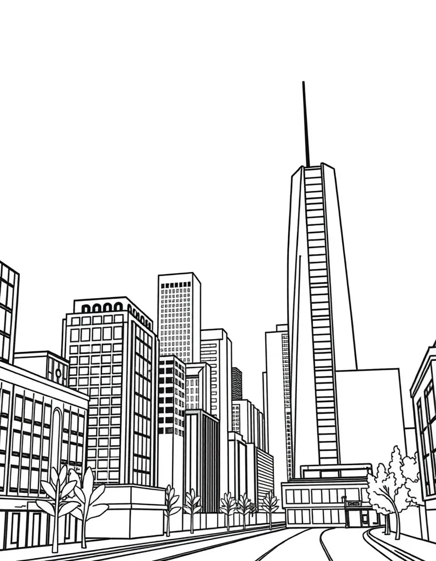 U is for Urban cityscape with tall buildings