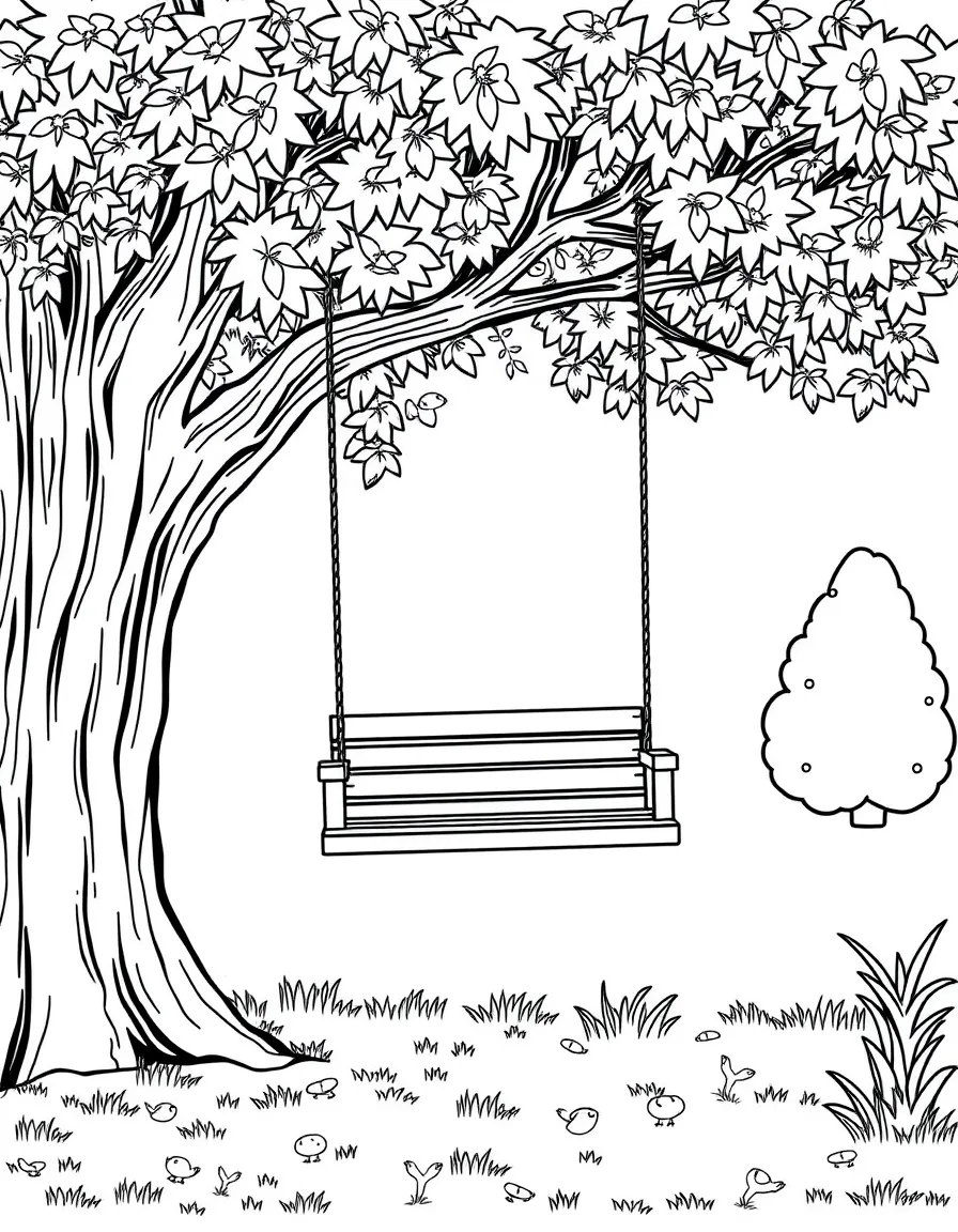 Y is for Yard swing under a tree
