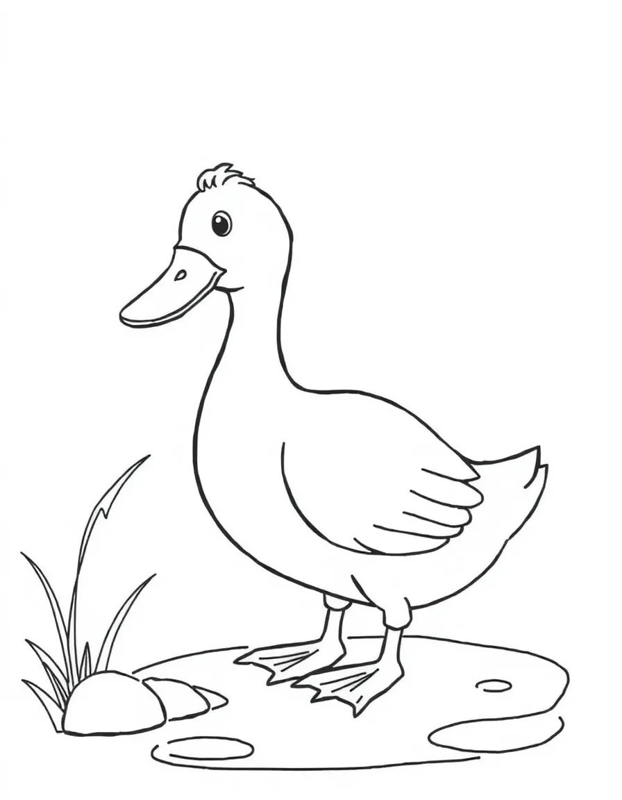 Q is for Quacking duck near a pond