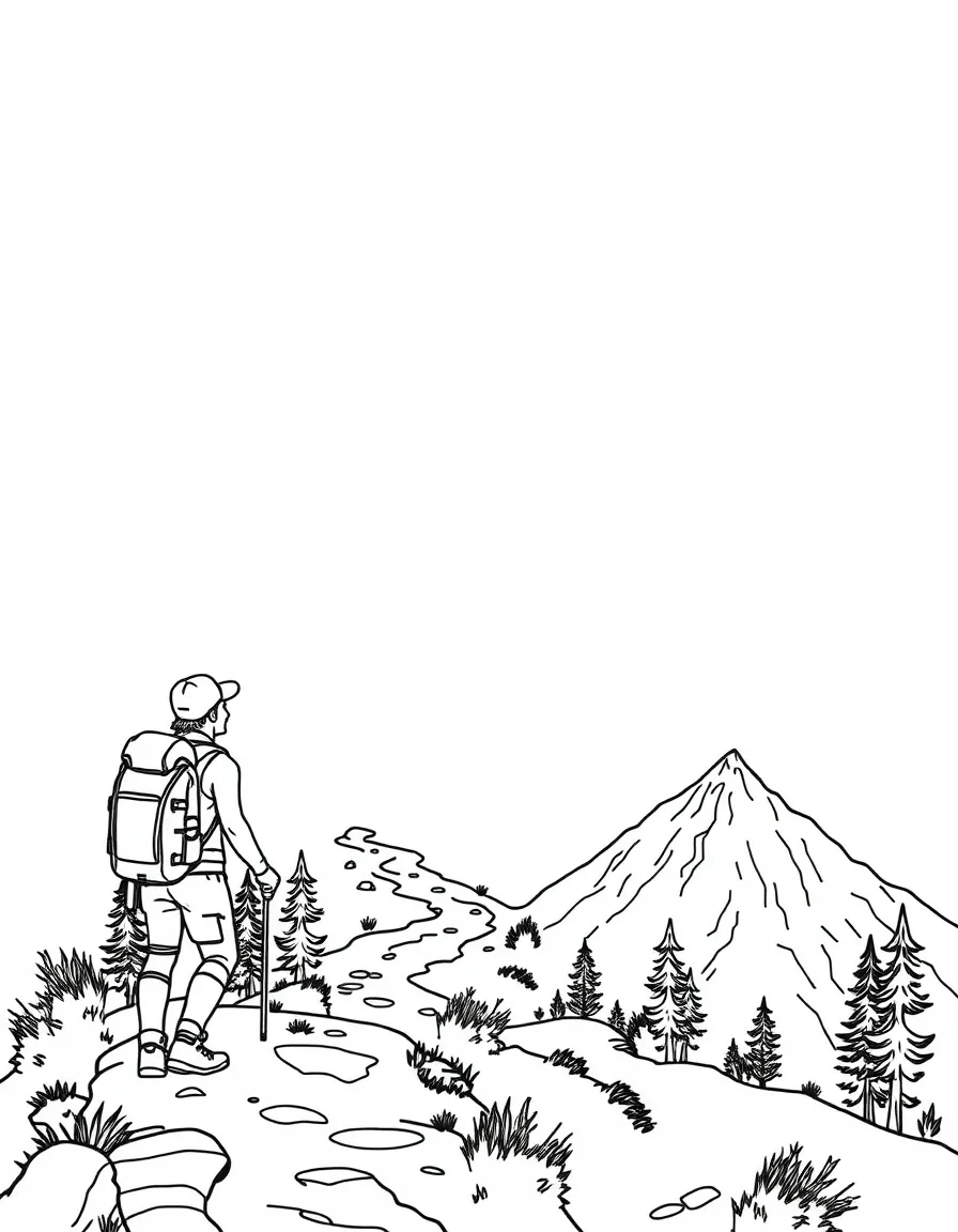 Z is for Zigzag mountain trail with a hiker