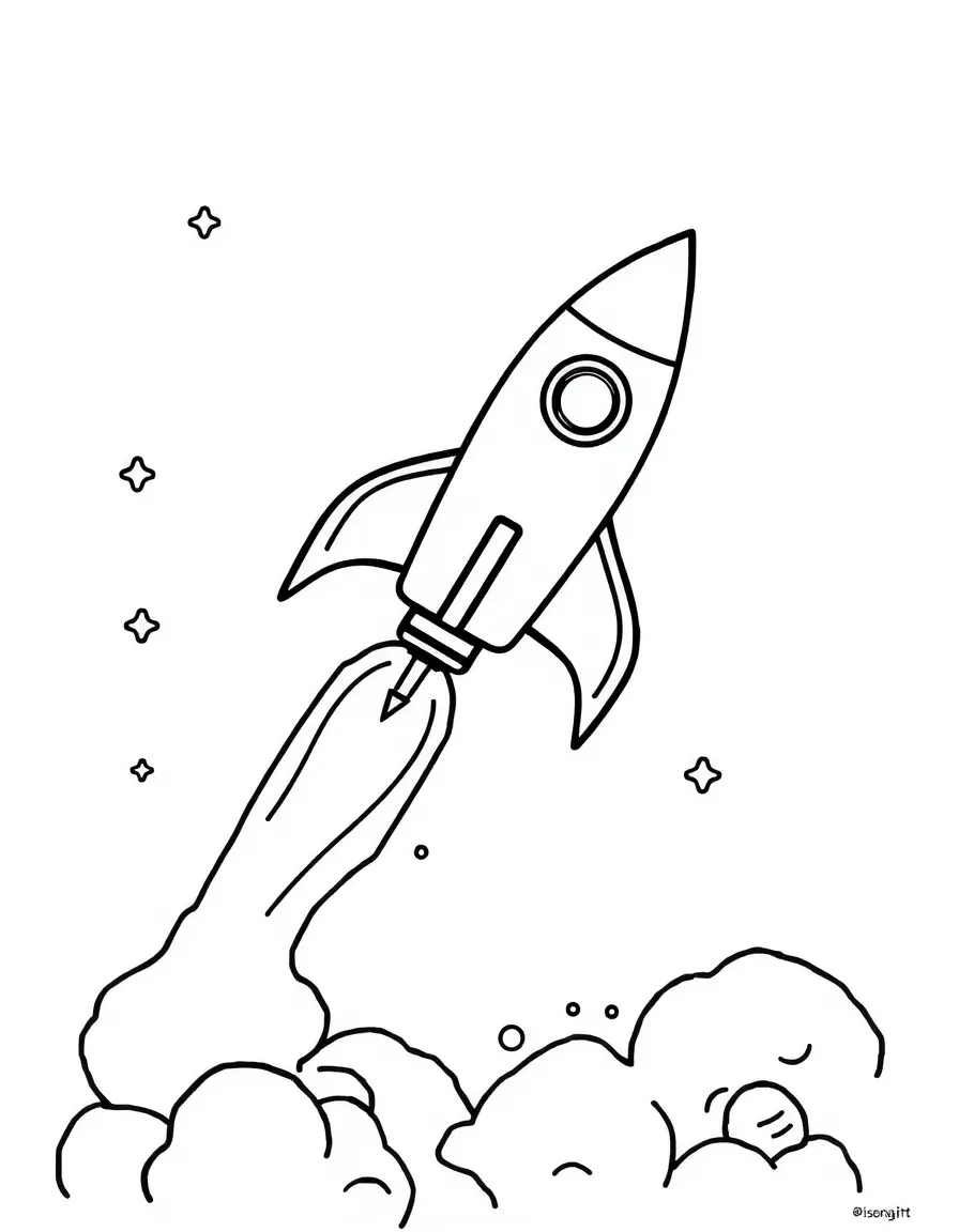 (letter card) R is for Rocket launching into space