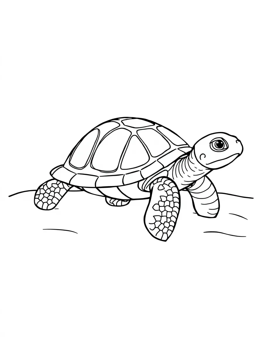 (letter card) T is for Turtle slowly walking on the sand