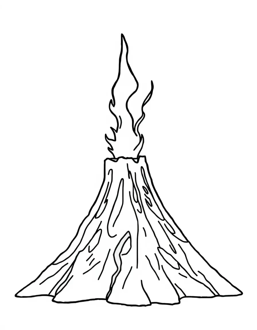 (letter card) V is for Volcano erupting with lava