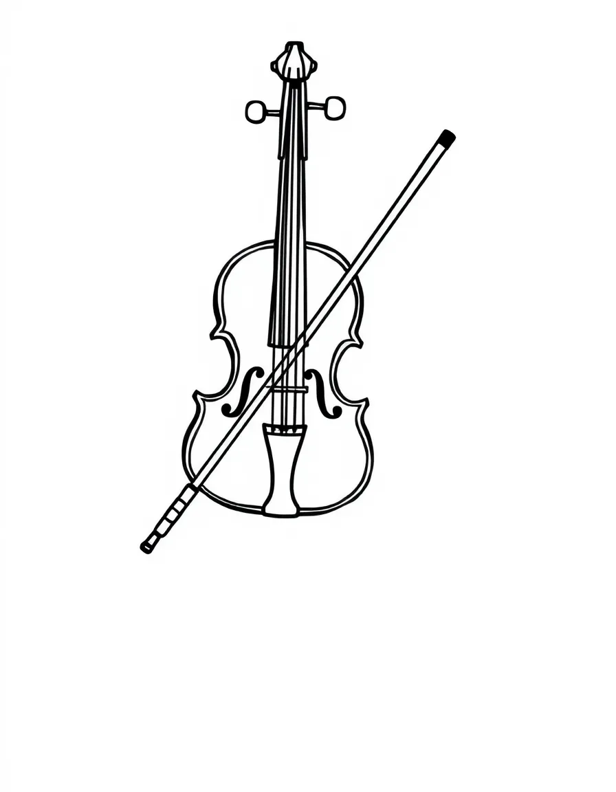 (letter card) V is for Violin and bow playing a melody