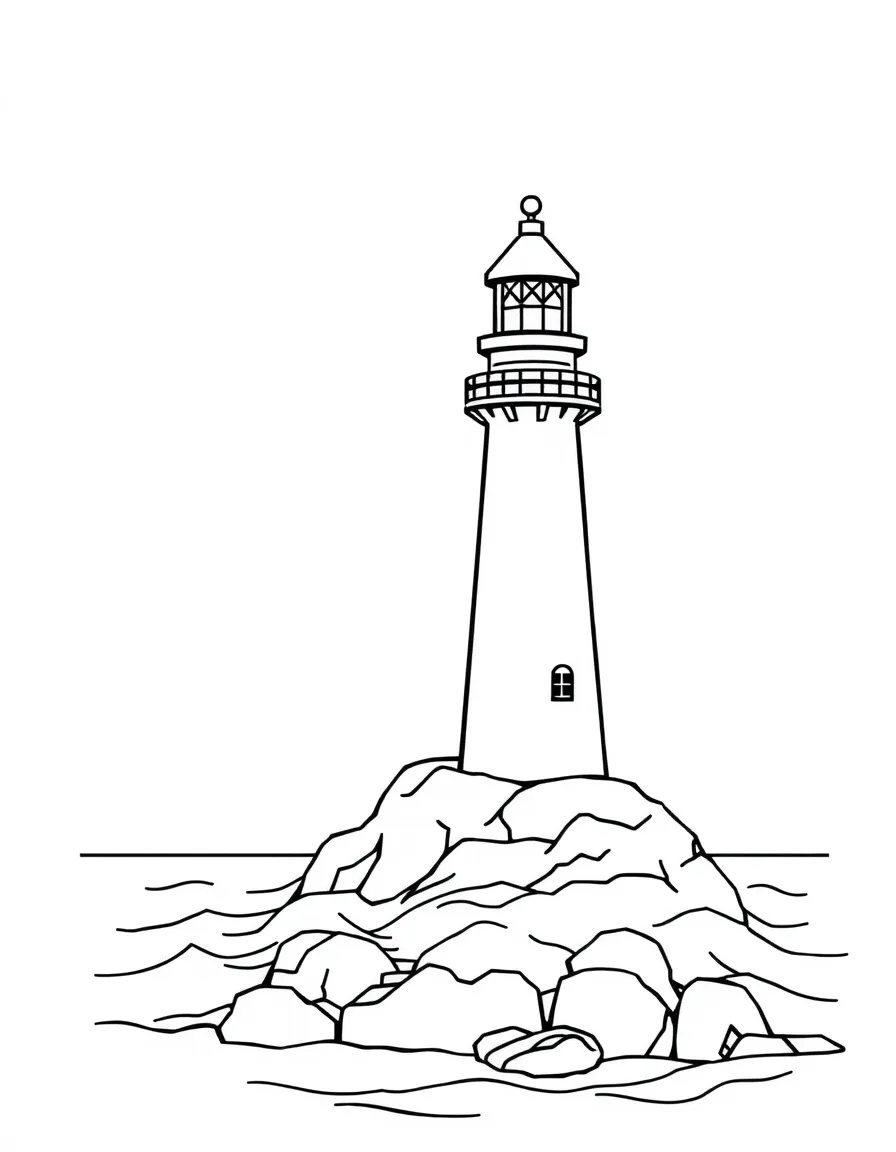 (letter card) L is for Lighthouse shining over the sea