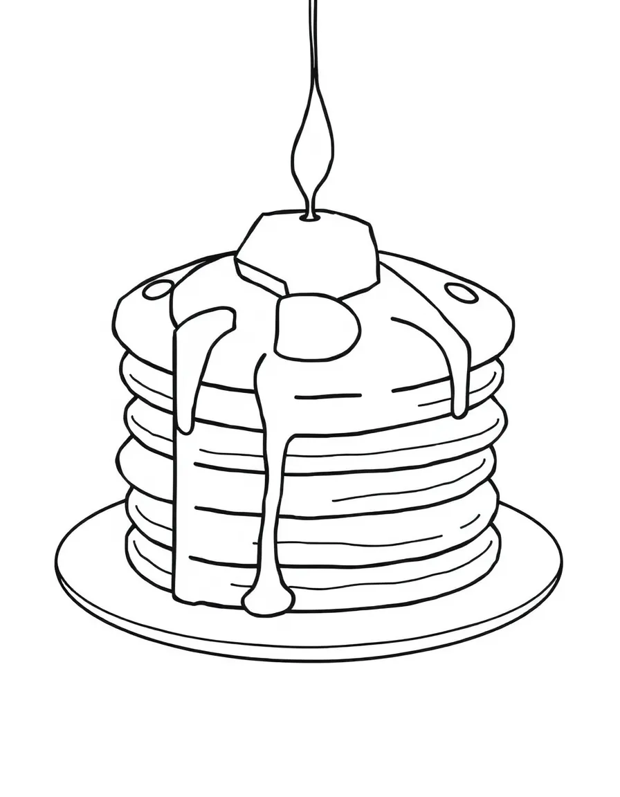 (letter card) P is for Pancakes with syrup and butter