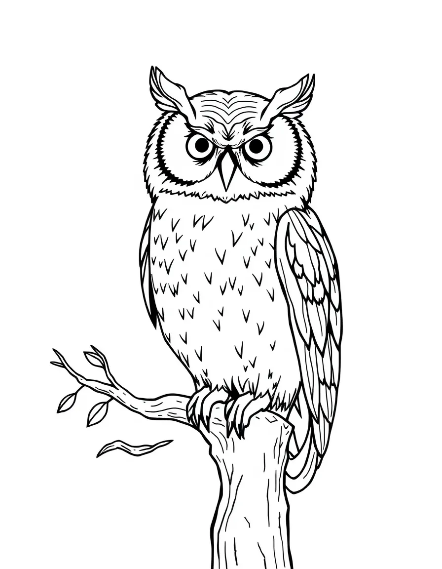 A wise old owl perched on a tree.