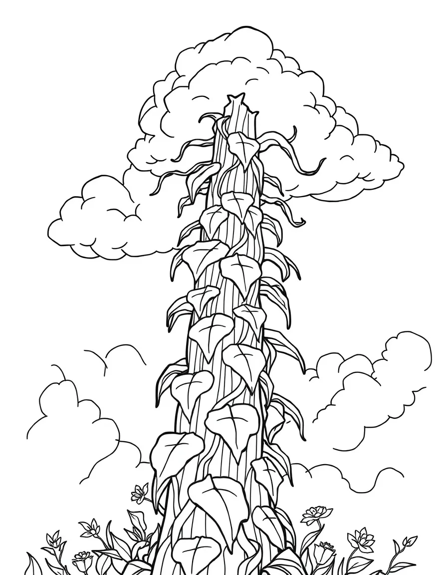 A giant beanstalk reaching the clouds.