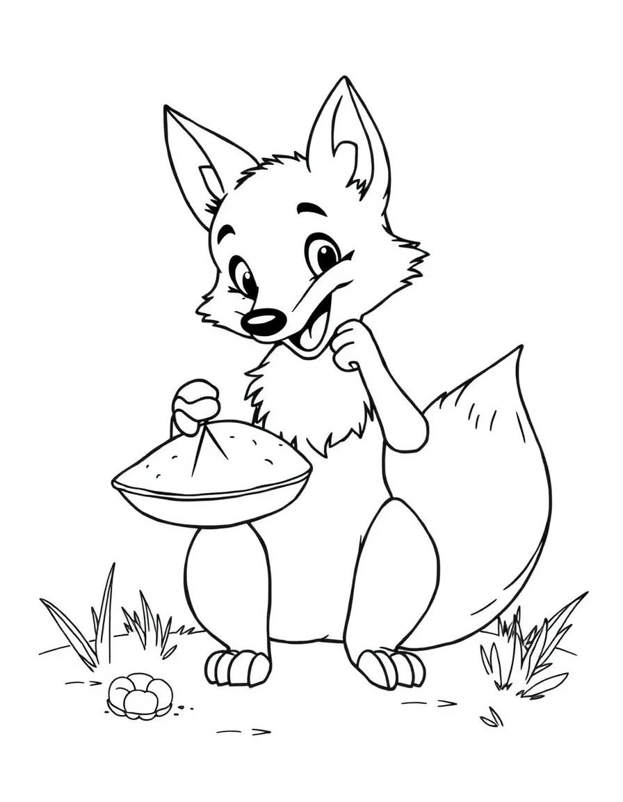 A cunning fox stealing a pie.