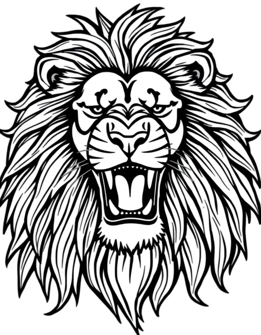 A majestic lion roaring.