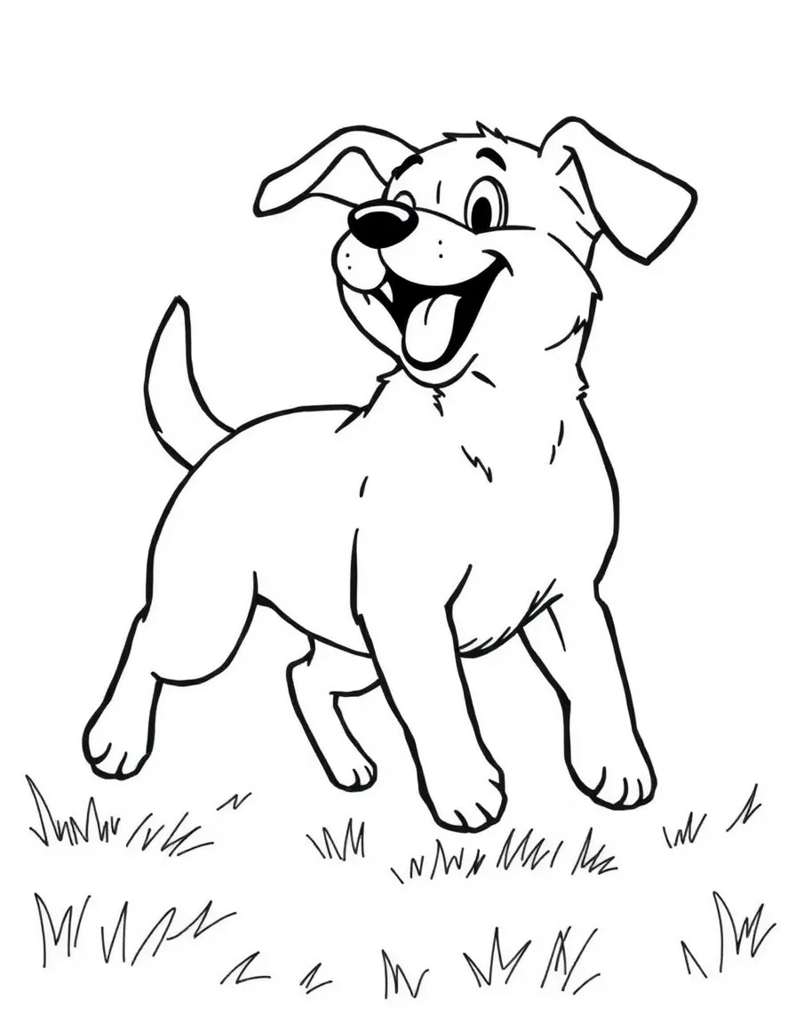 A wagging dog playing fetch.