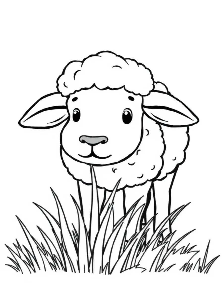 A bleating sheep eating grass.