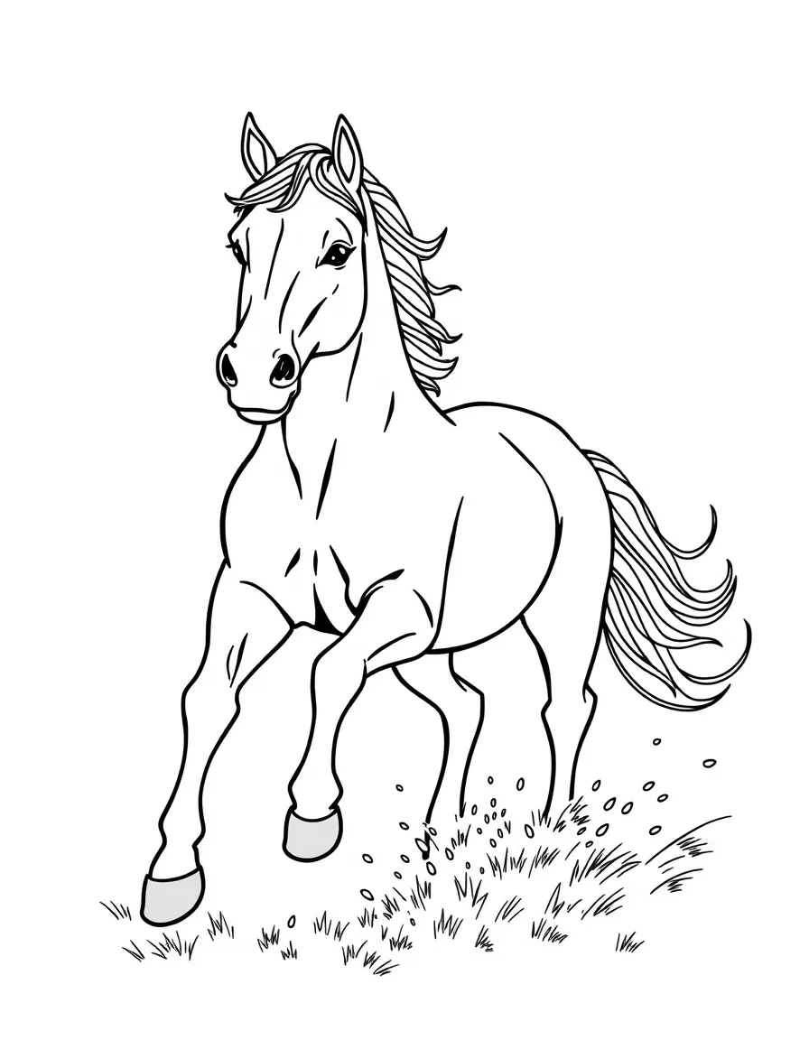 A neighing horse running.