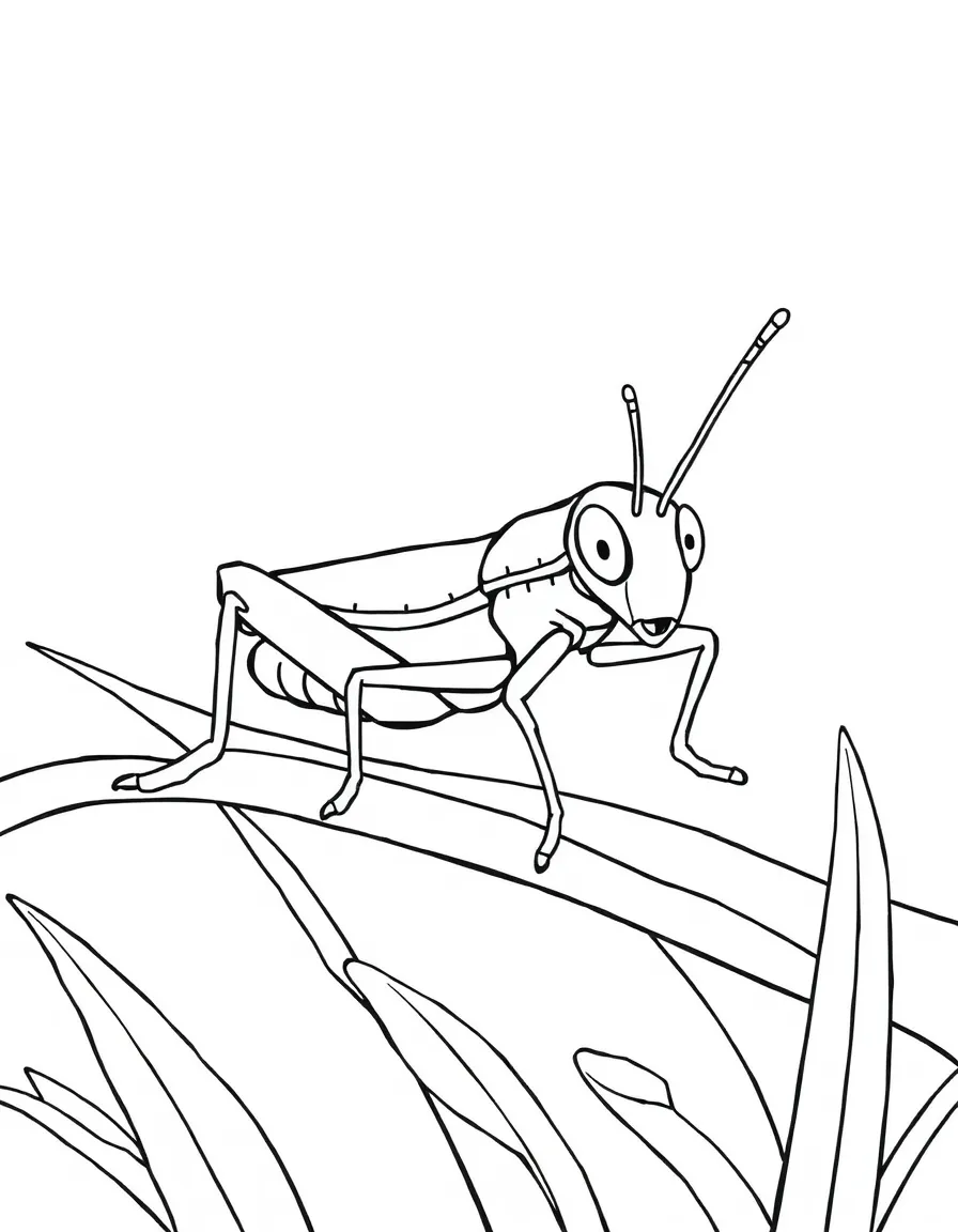 A hopping grasshopper.