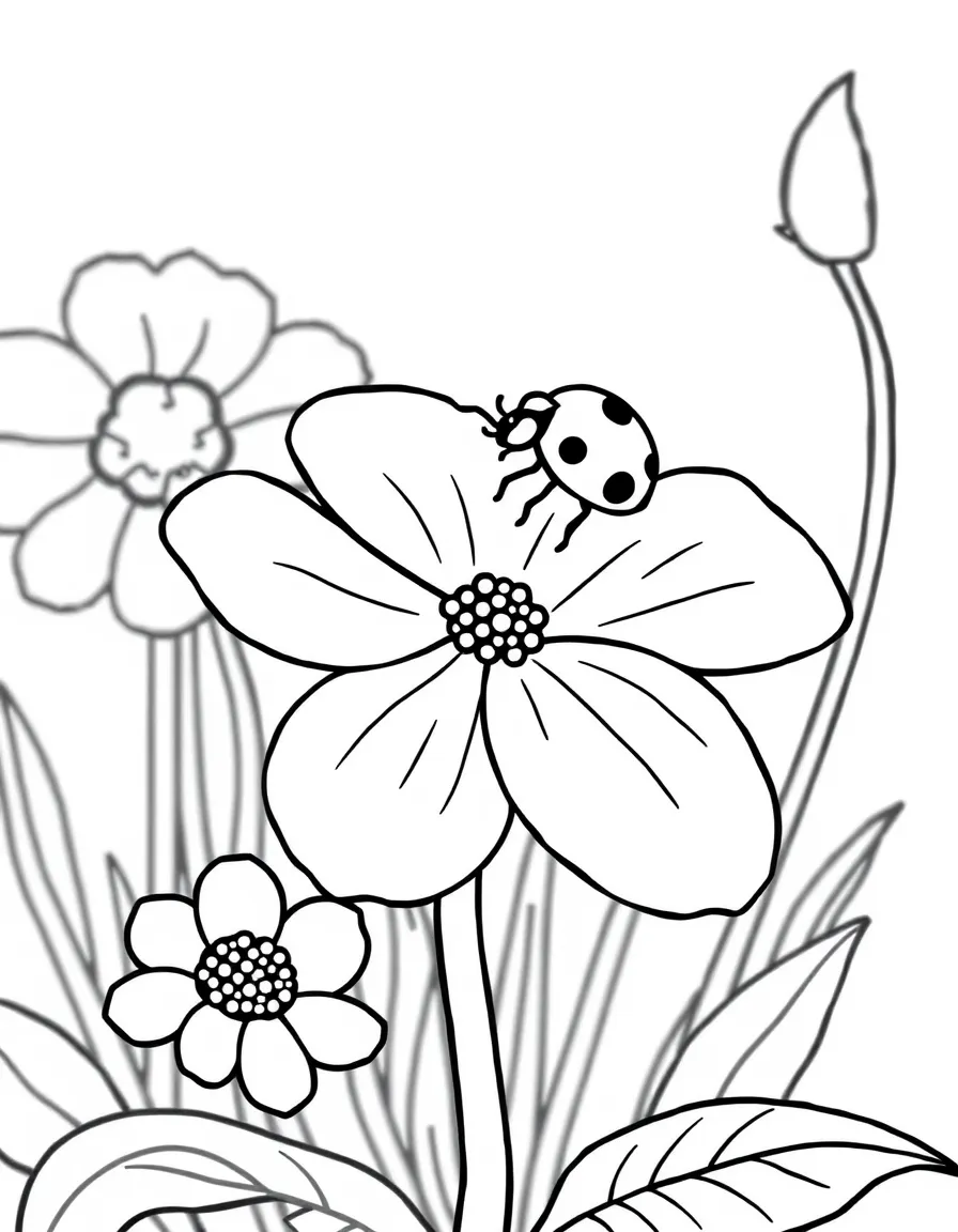 A tiny ladybug on a flower.