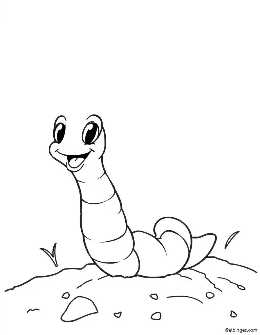 A wiggling worm in the dirt.