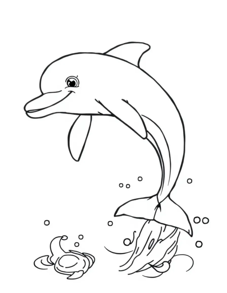 A playful dolphin jumping.