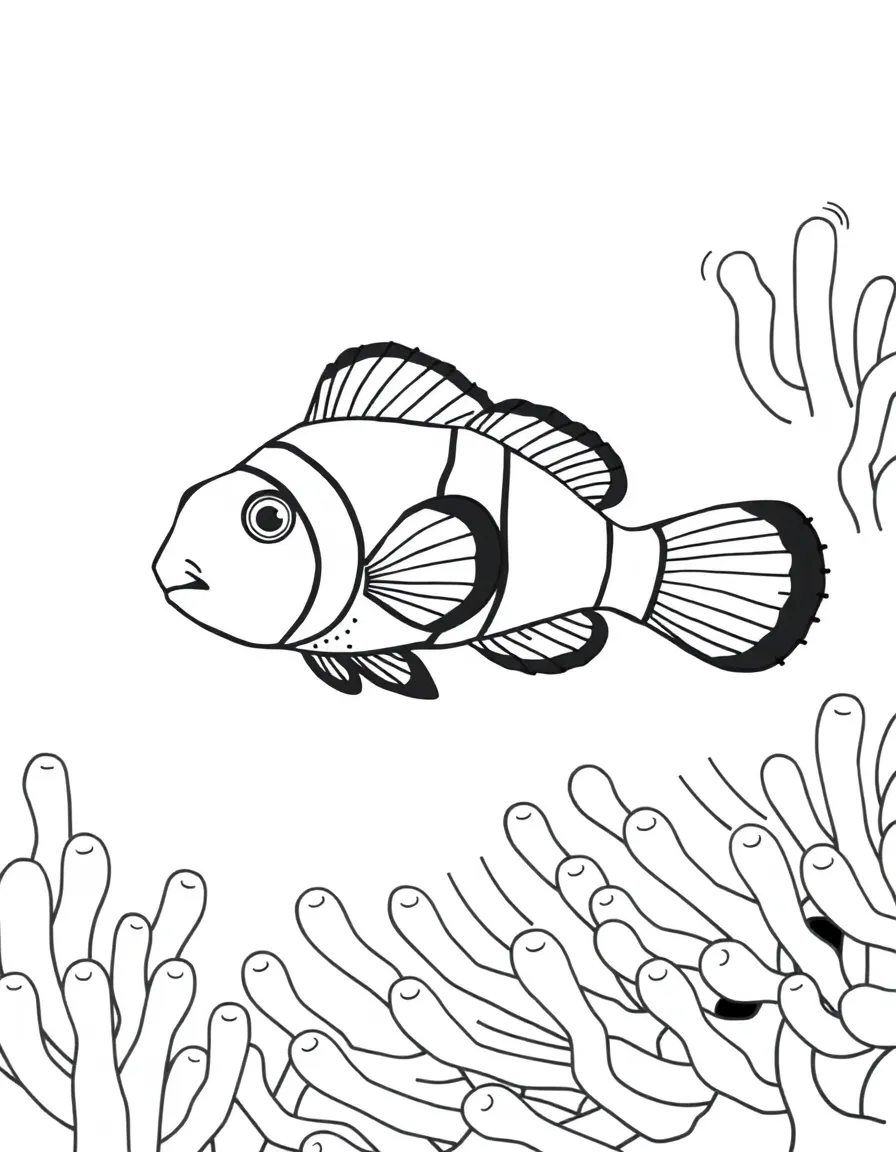 A colorful clownfish in an anemone.