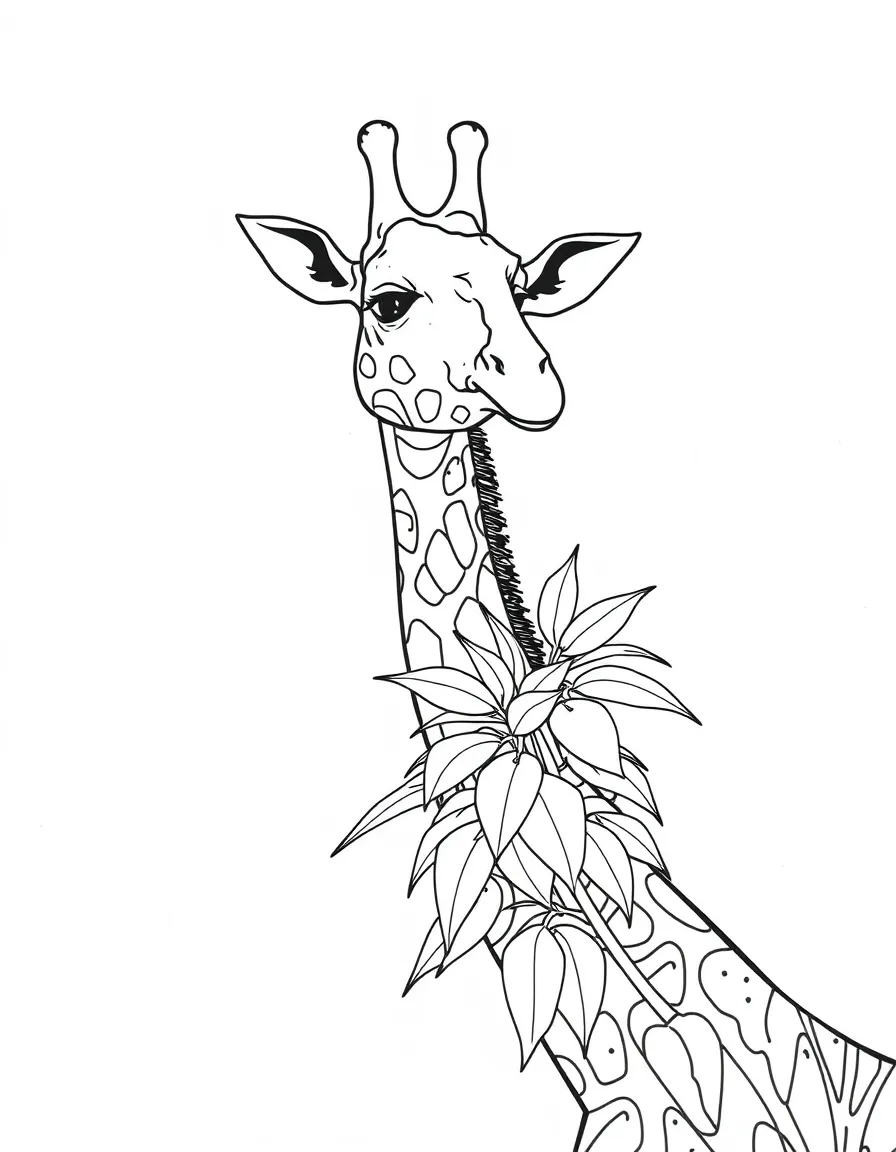 A tall giraffe eating leaves.