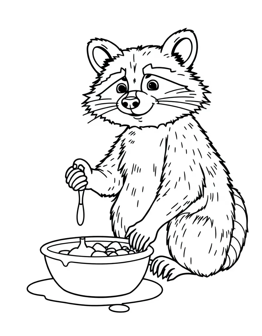 A clever raccoon washing food.