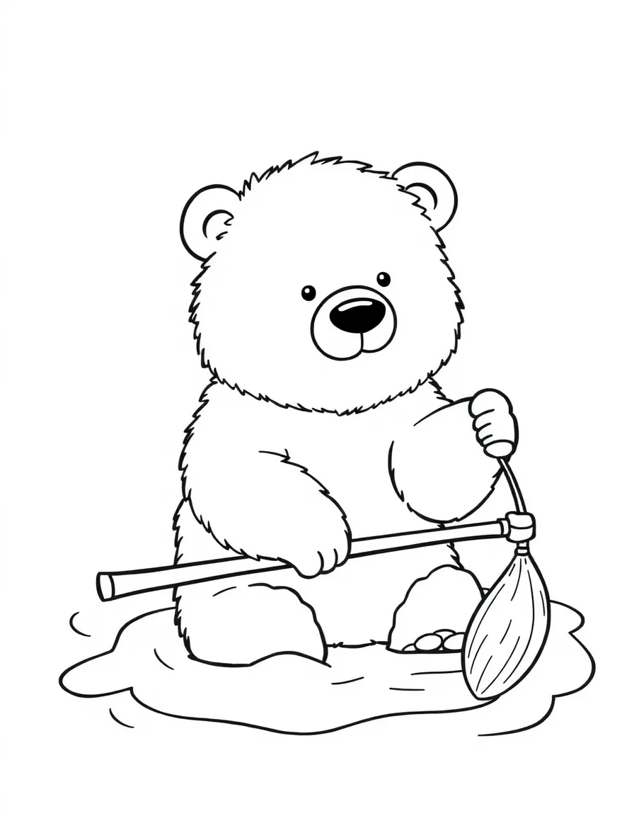 A fluffy polar bear fishing.