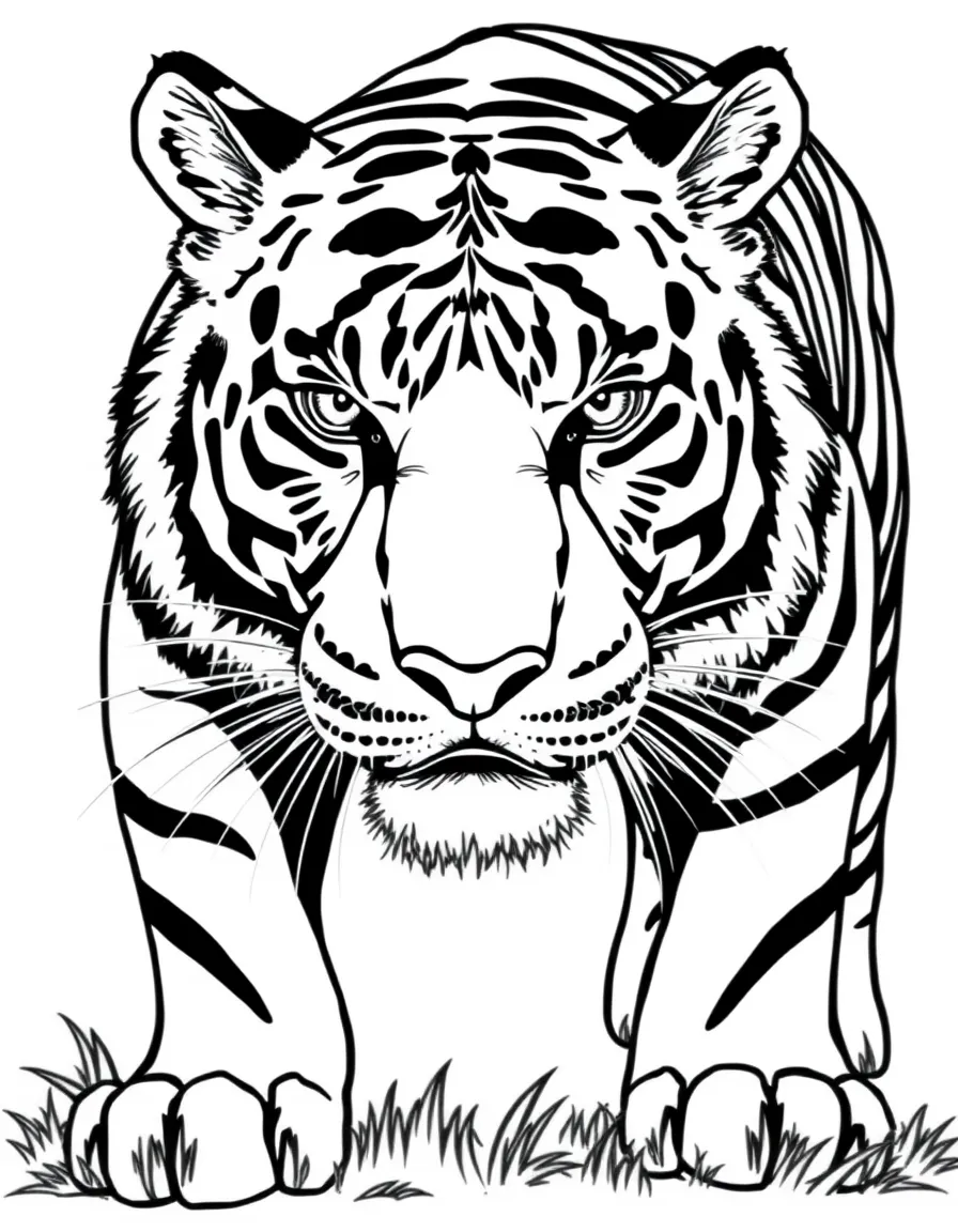 A striped tiger stalking.