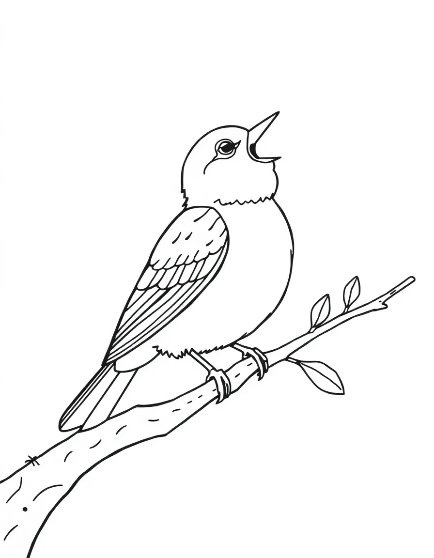 A singing bird on a branch.
