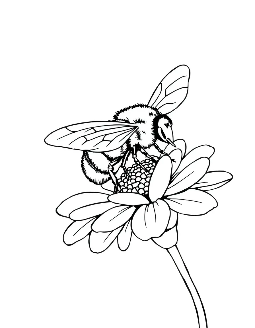 A buzzing bee on a flower.