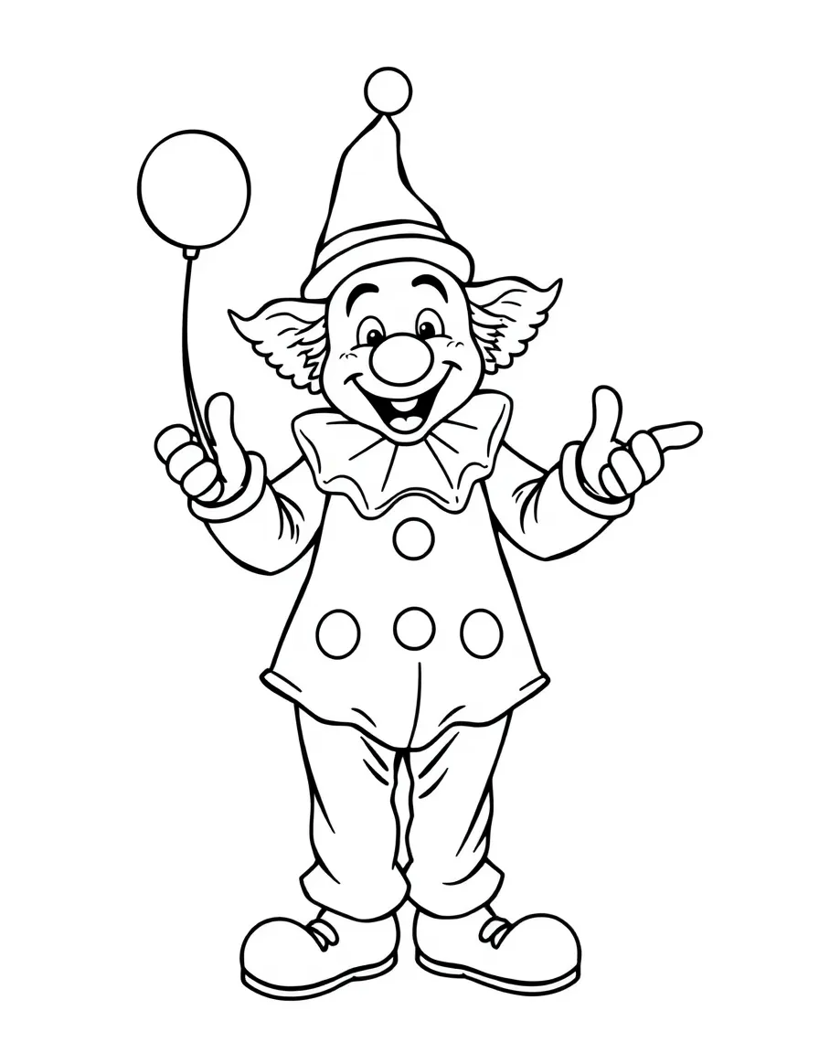 A friendly clown juggling.