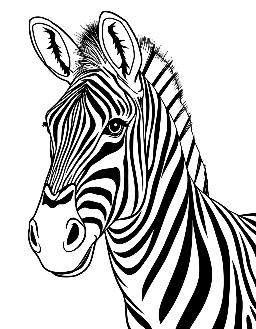 A striped zebra.