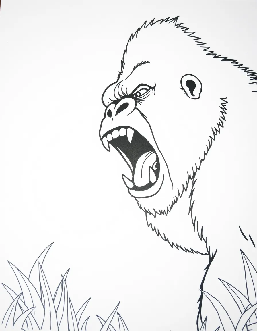 A roaring gorilla.