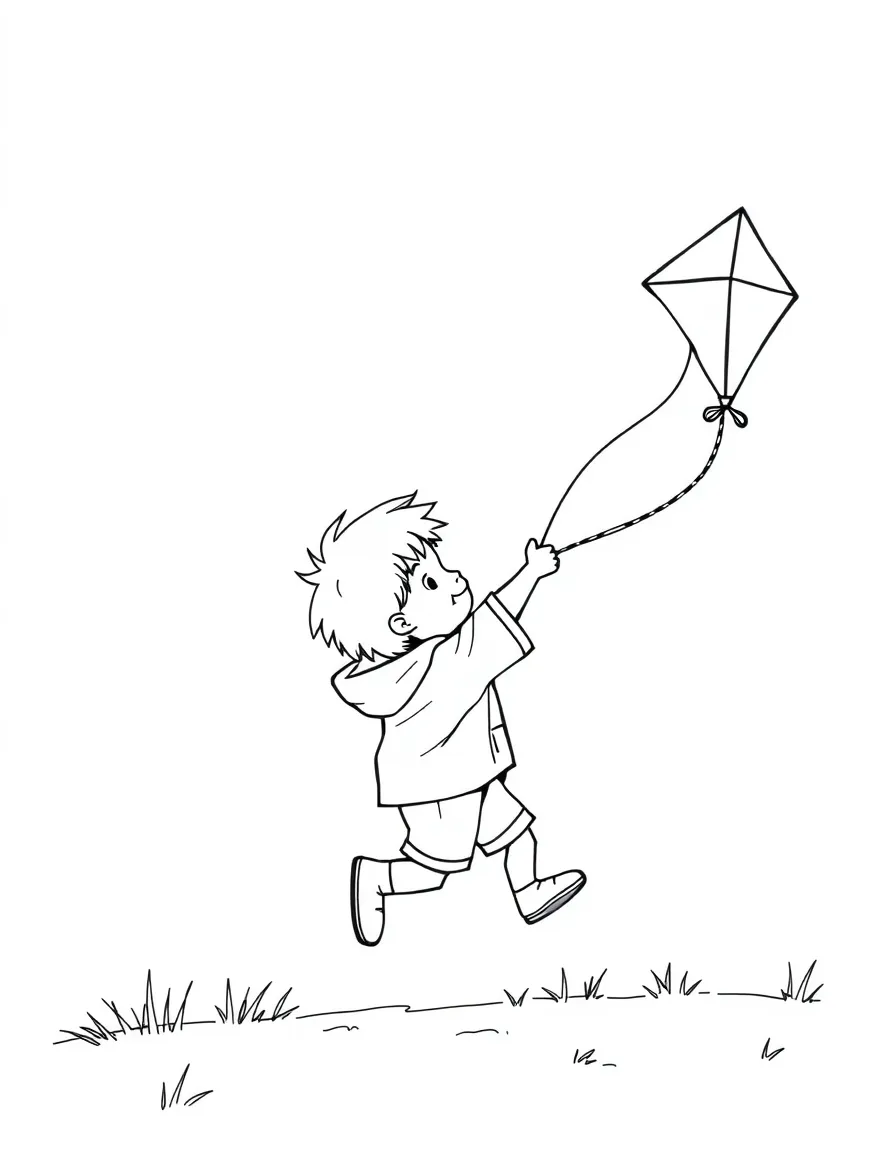 A child flying a kite.