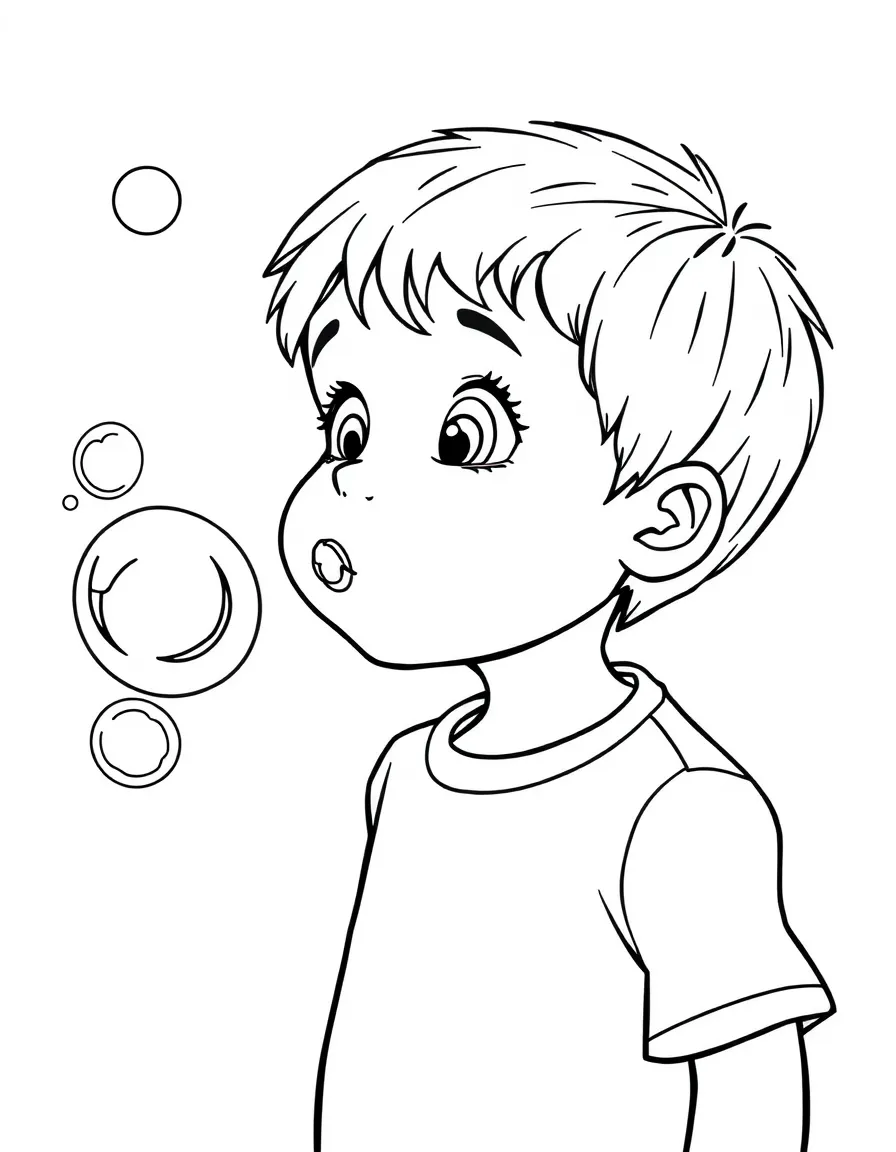 A child blowing bubbles.