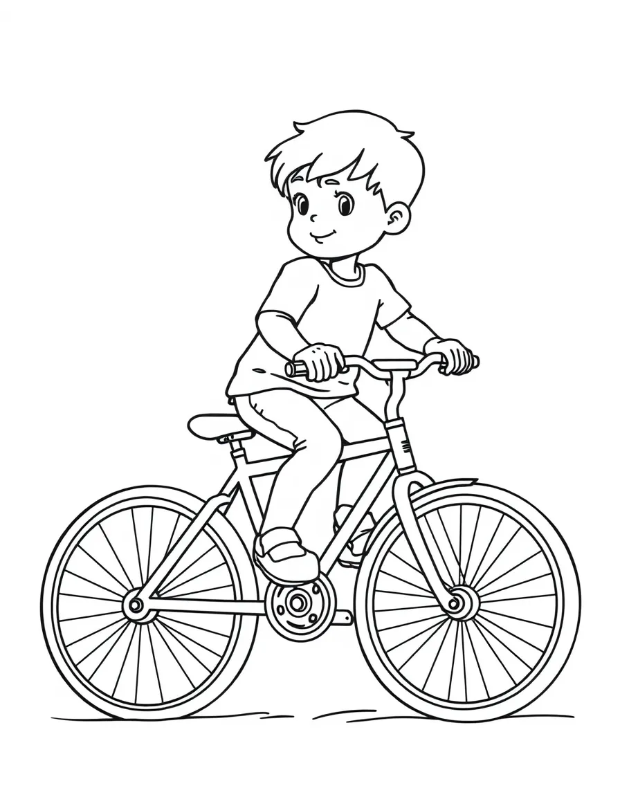A child riding a bicycle.