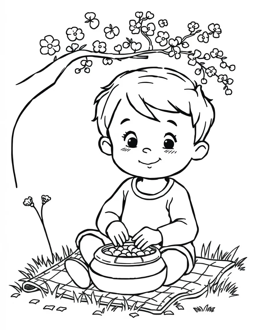 A child having a picnic.