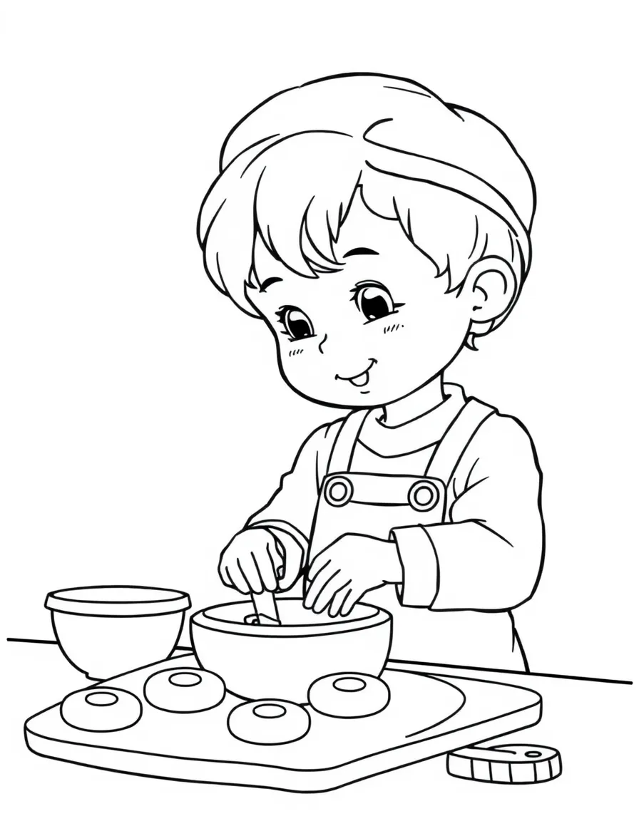 A child baking cookies.