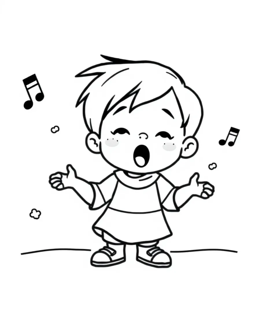 A child singing a song.