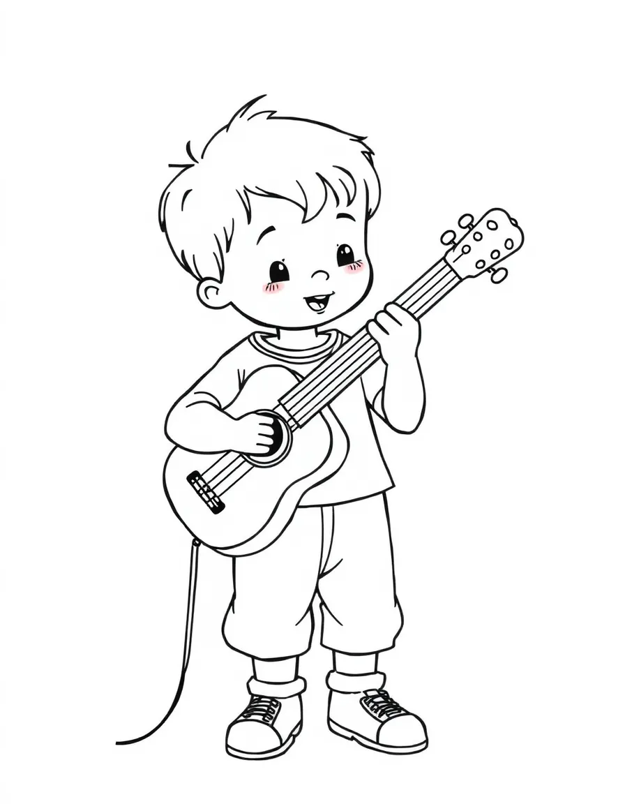 A child playing an instrument.