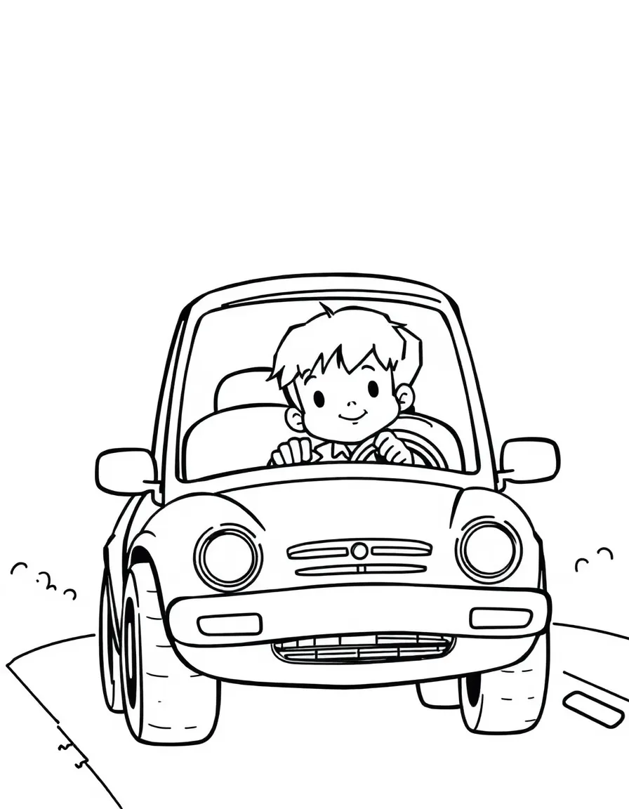 A child driving a car.