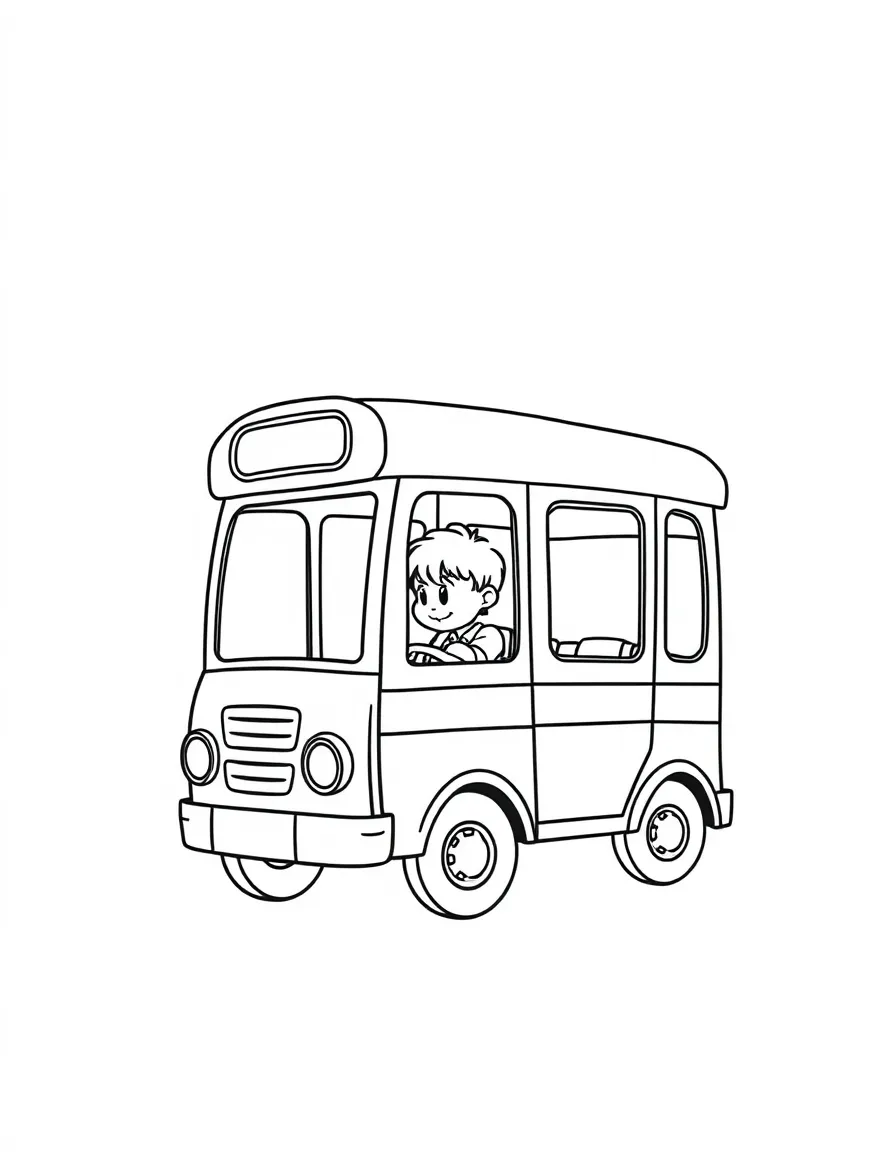 A child riding a bus.