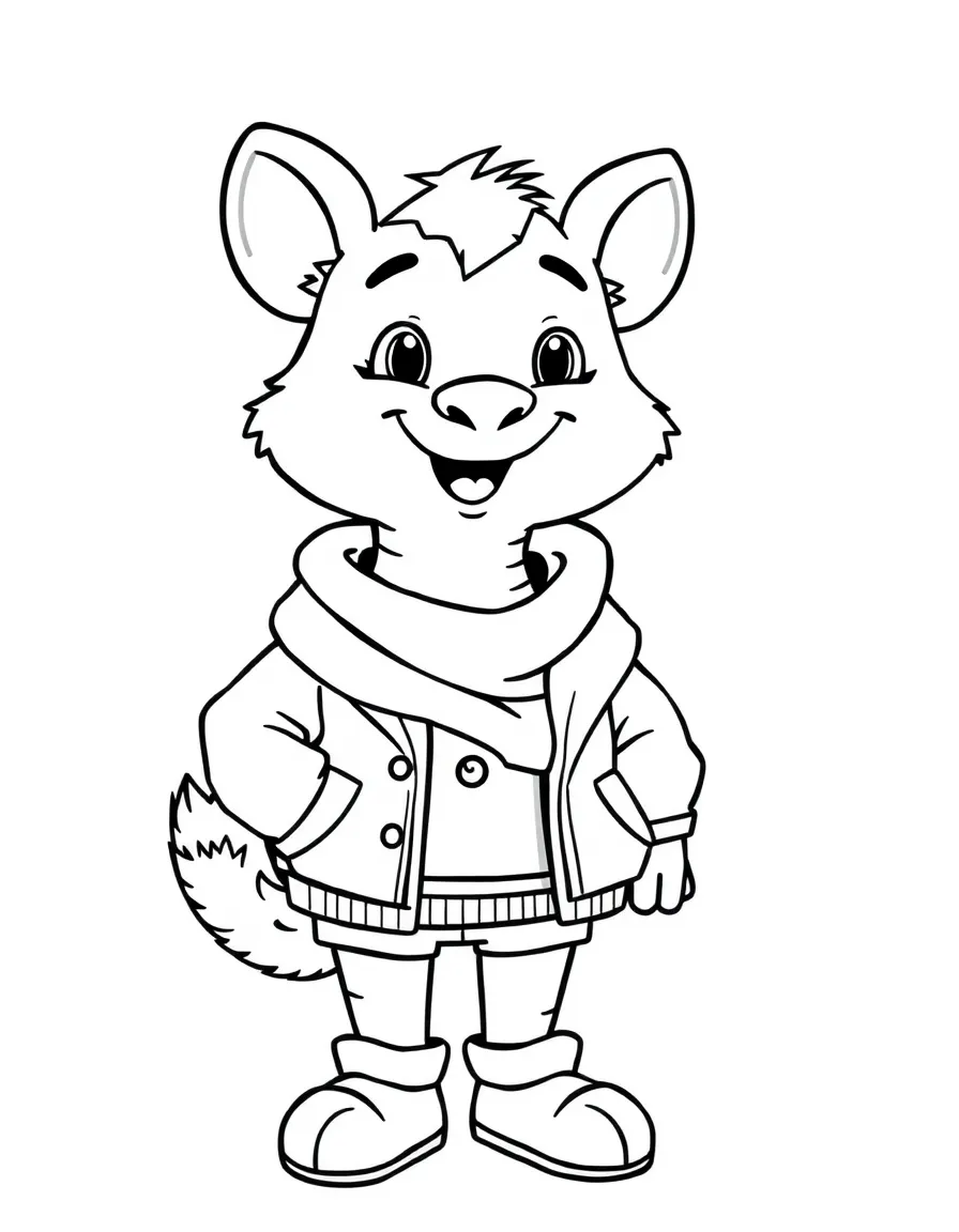A talking animal wearing clothes.