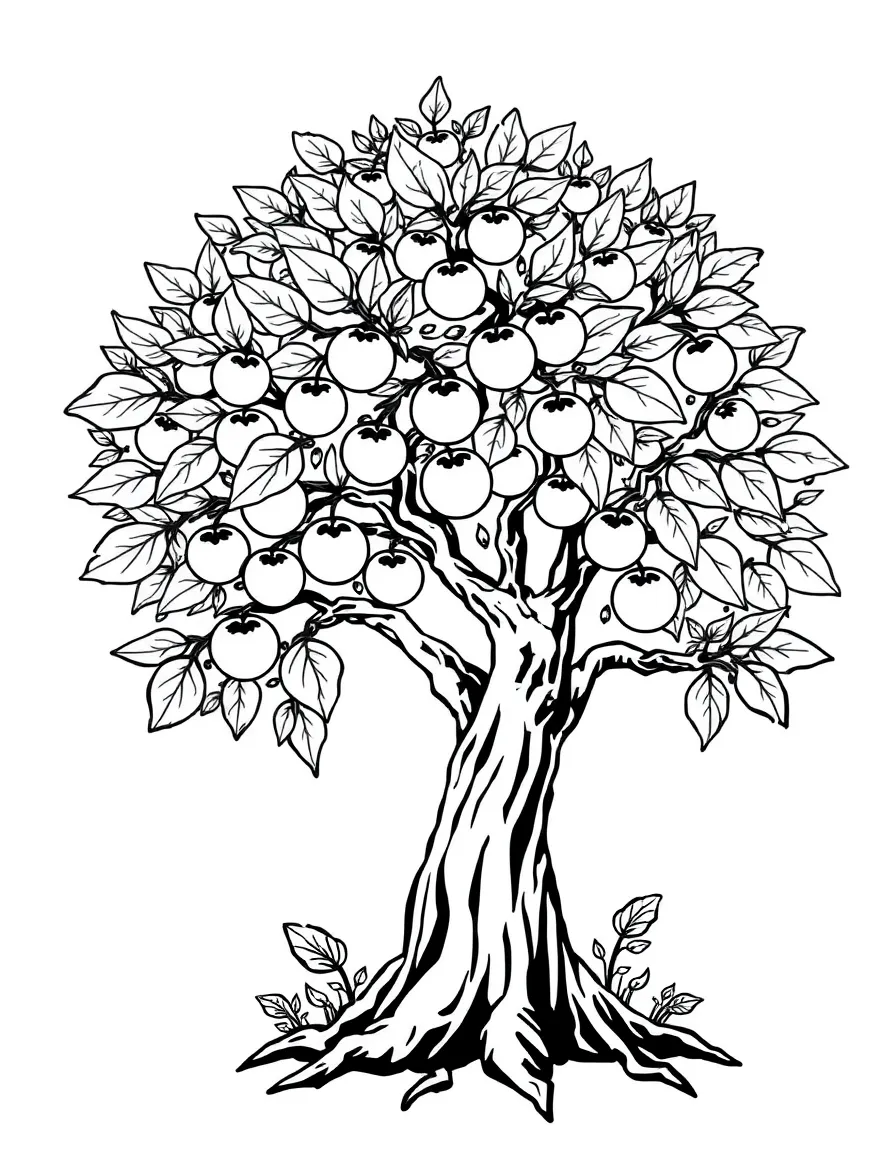 A magical tree with glowing fruit.