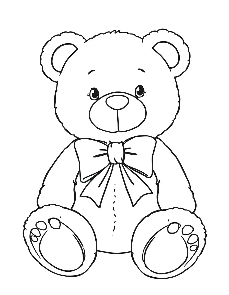 A teddy bear with a bow.