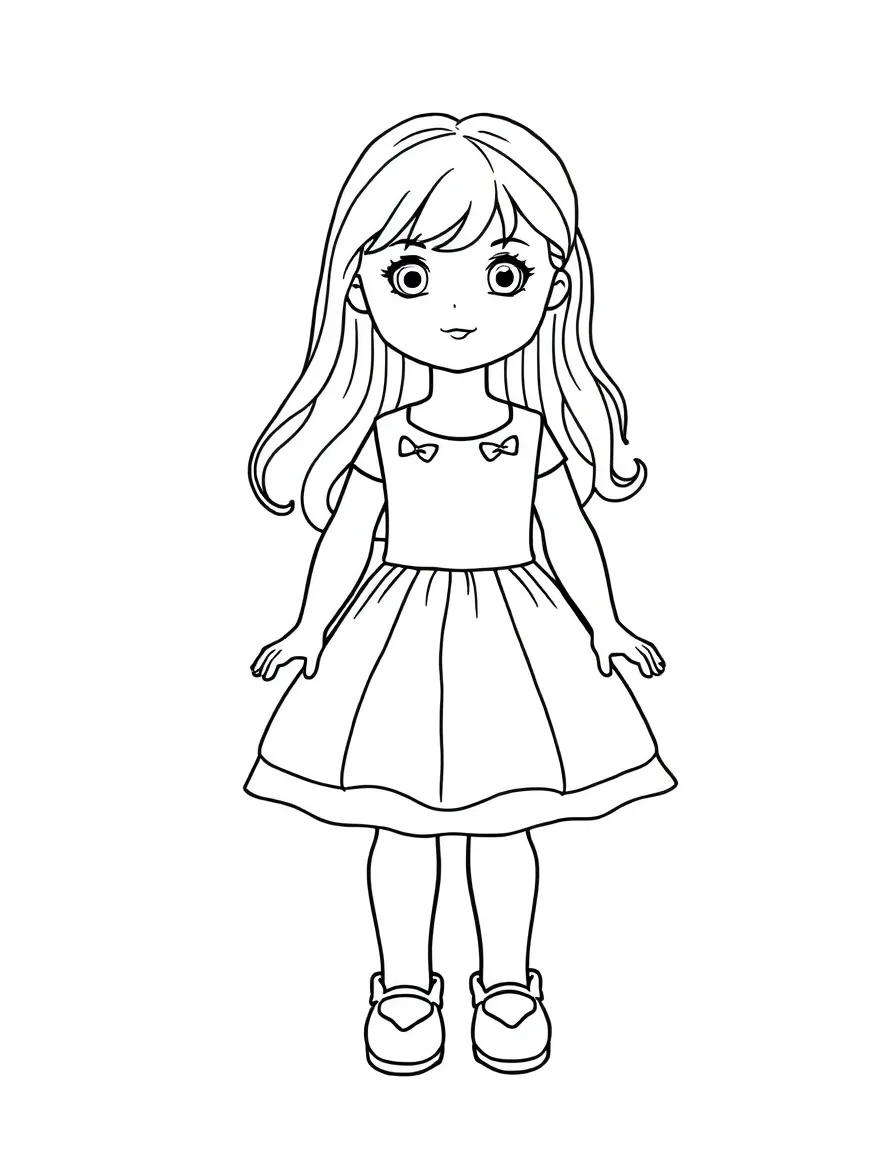 A doll with a pretty dress.
