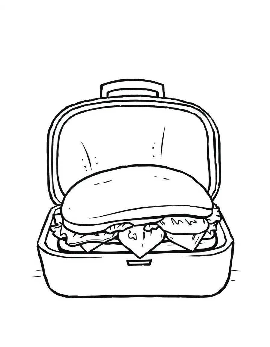 A lunchbox with a sandwich.