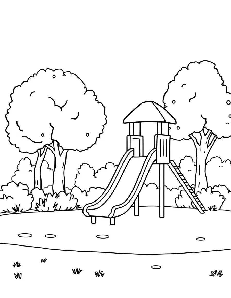 A park with a slide.